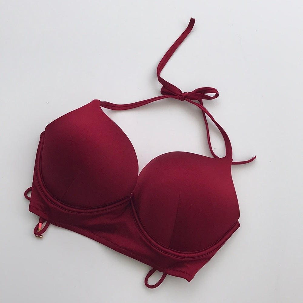 RARE Victoria's Secret Bombshell Longline Halter Bikini Top - Red